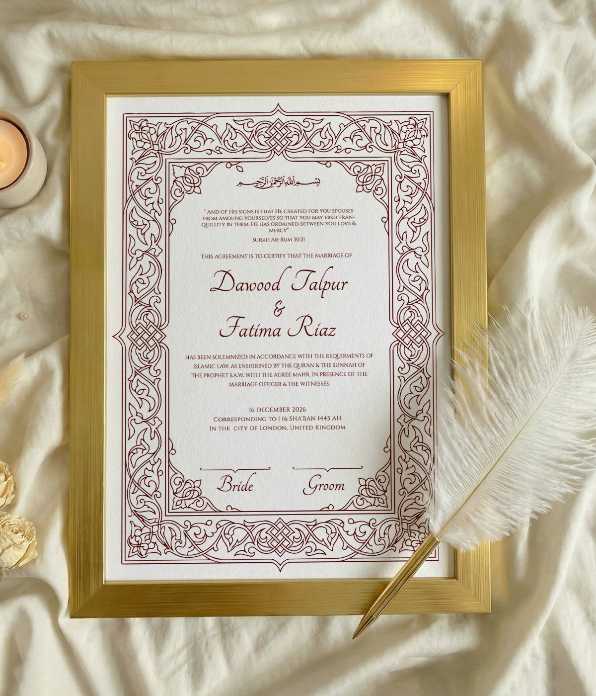 Inaya Nikkah Certificate