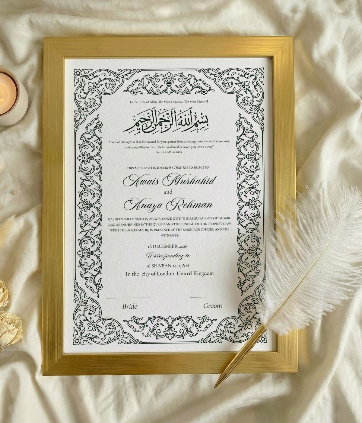 Farah Nikkah Certificate