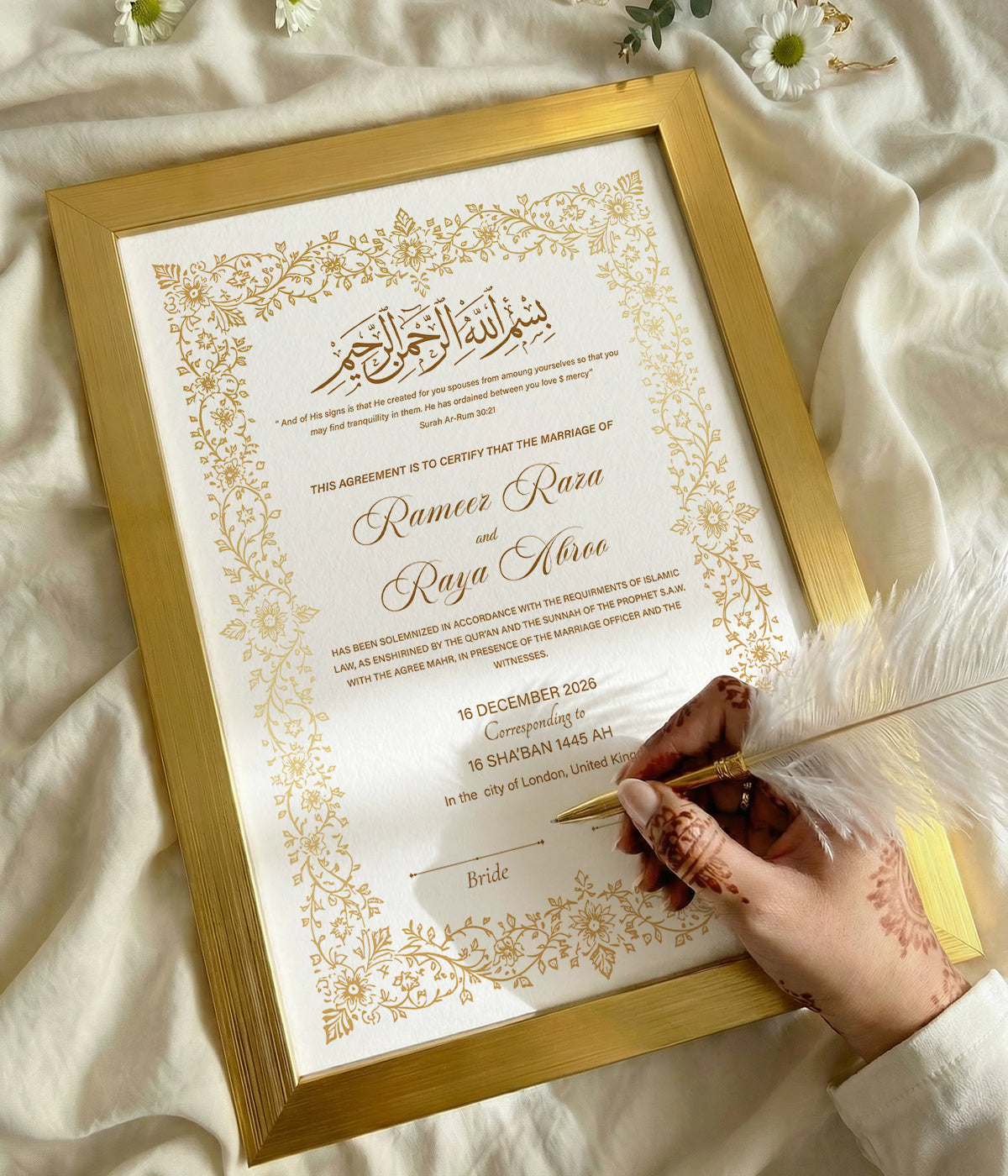 Yumna Nikkah Certificate
