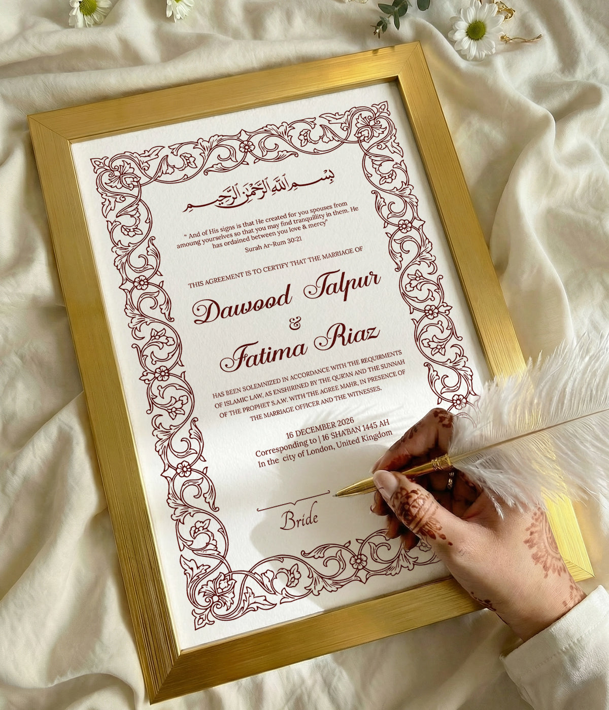 Aamina Nikkah Certificate