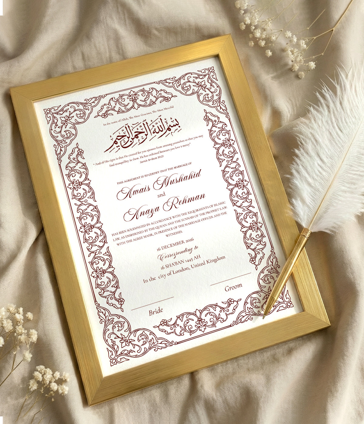 Farah Nikkah Certificate