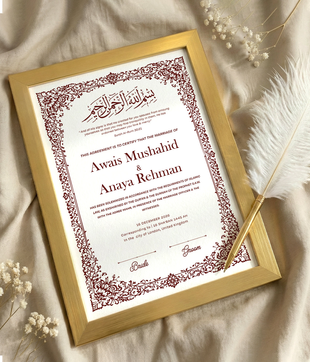 Layla Nikkah Certificate