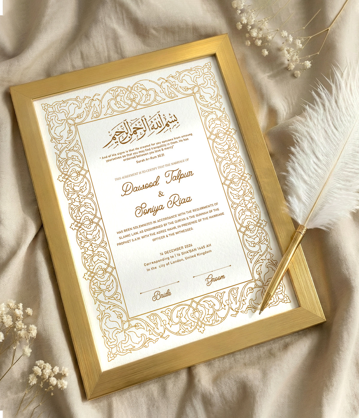 Zaina Nikkah Certificate