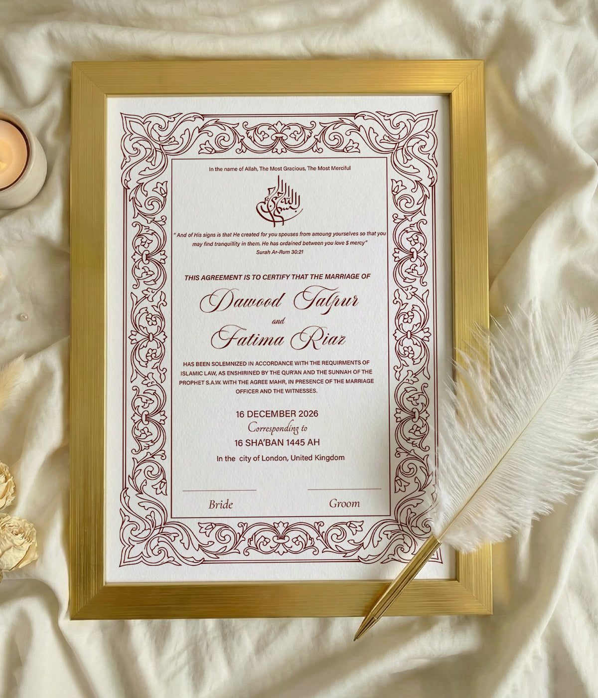 Ayah Nikkah Certificate